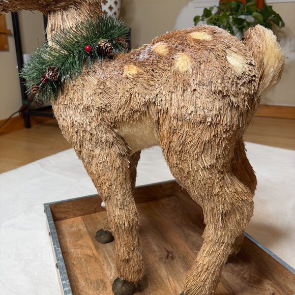 Pier 1 Imports Tall Bristle Straw Standing Deer Figurine Christmas Decoration - Picture 10 of 16